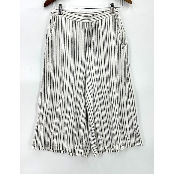 Michael Stars Pants Womens Striped Culottes Seersucker Wide Leg White Black XS - Picture 1 of 13